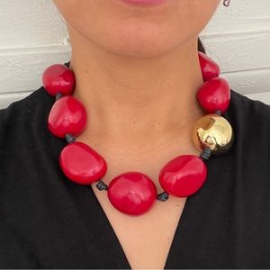 Tagua nut red necklace.